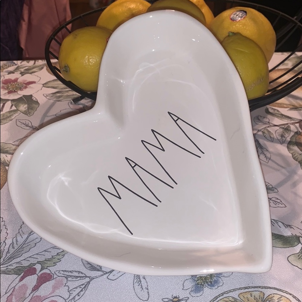 Rae Dunn MAMA heart shaped white dish
